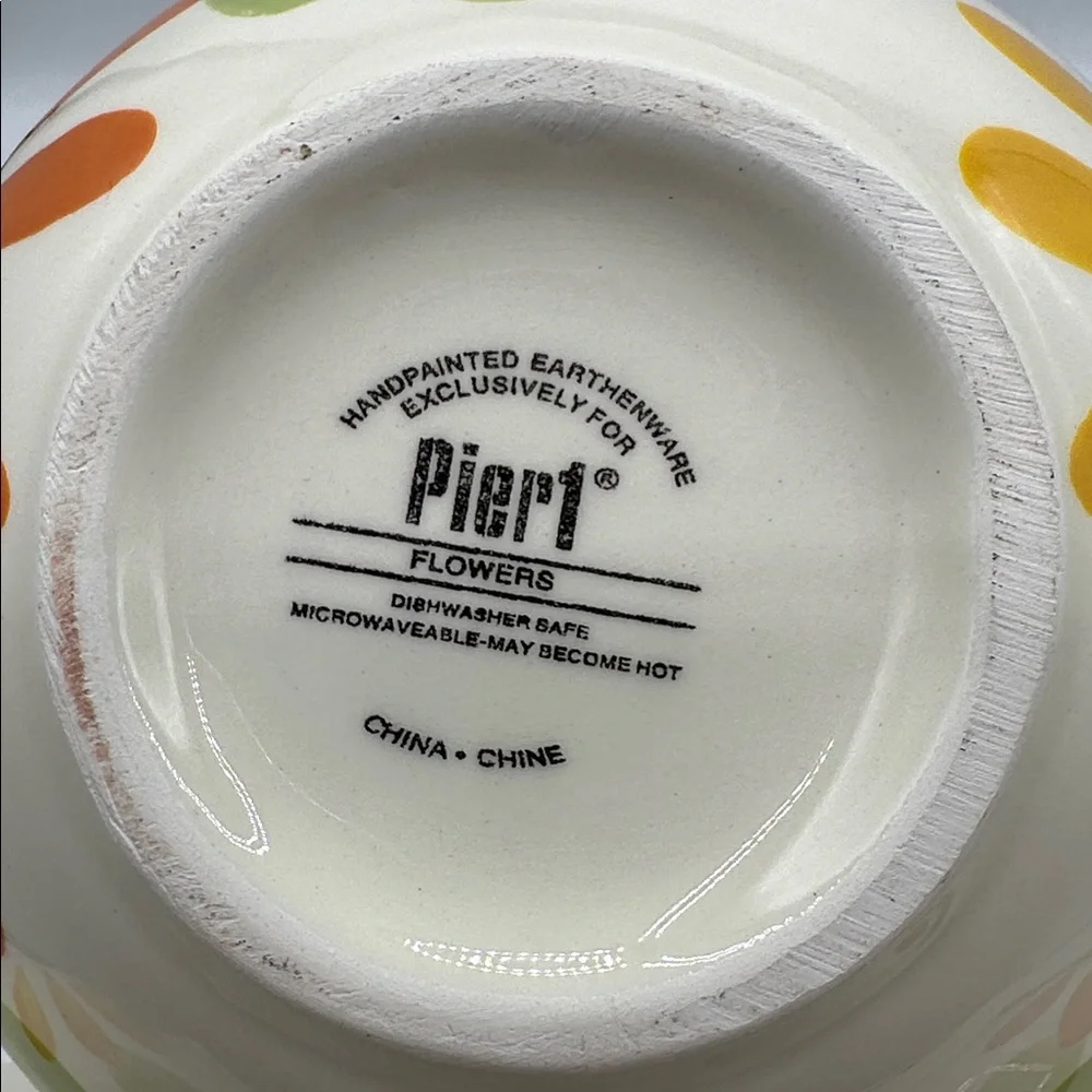 Pier 1 “Flowers” PER178 Colorful 3 Bowl unit with Handle. Earthenware NWT